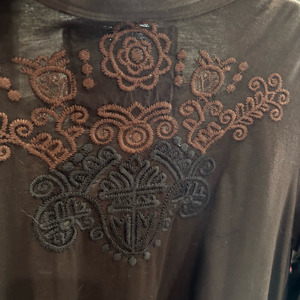 Johnny Was Brown Embroidered Cardigan - Picture 3 of 4